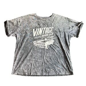 Zutter‎ Womens Gray Acid Wash Vintage Riders Club Graphic Tee Shirt Large Boxy